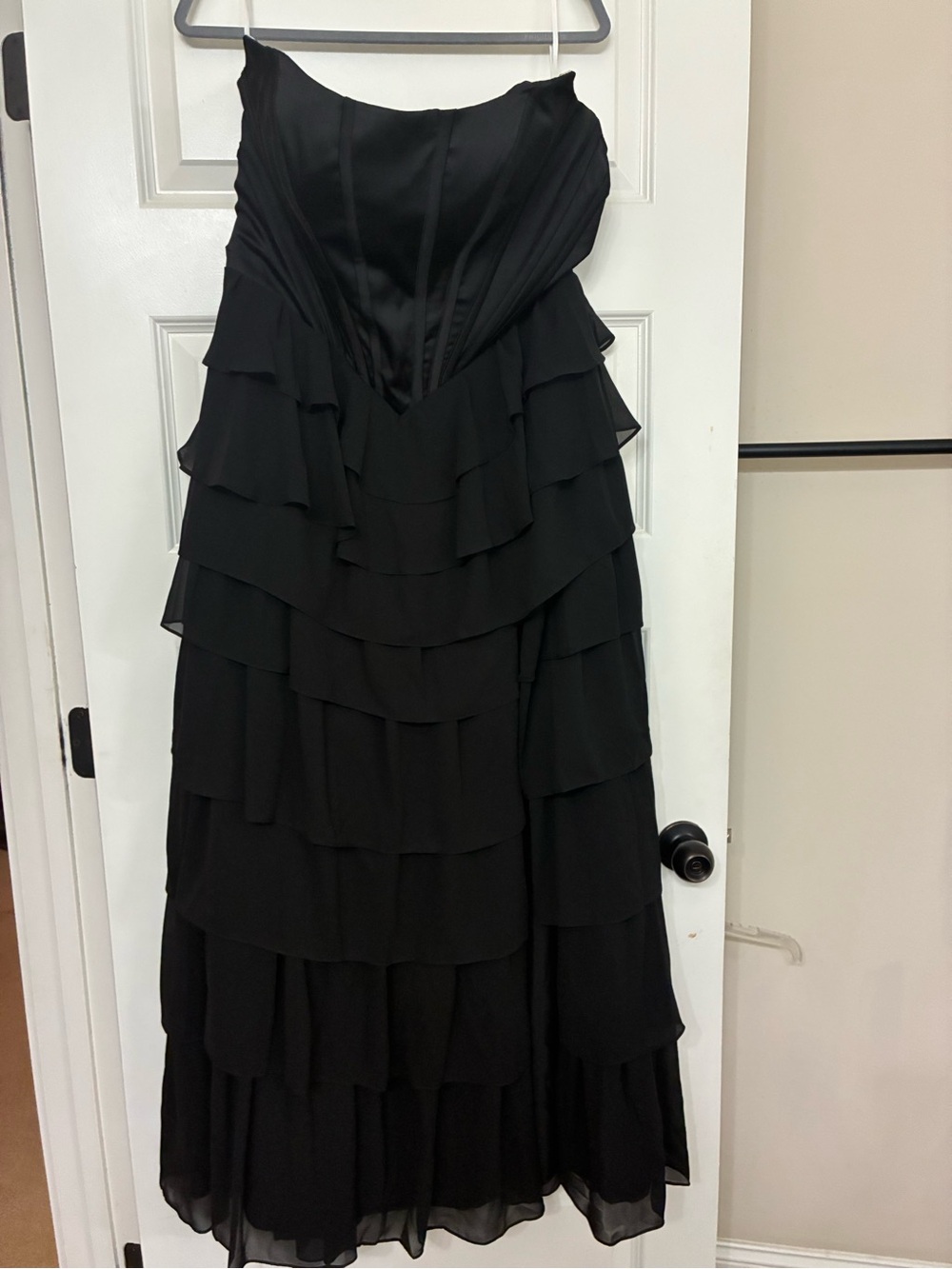 Elegant Black Tiered Strapless Dress